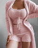 Women’s 3-Piece Lounge Set | Crop Top, Shorts & Cardigan