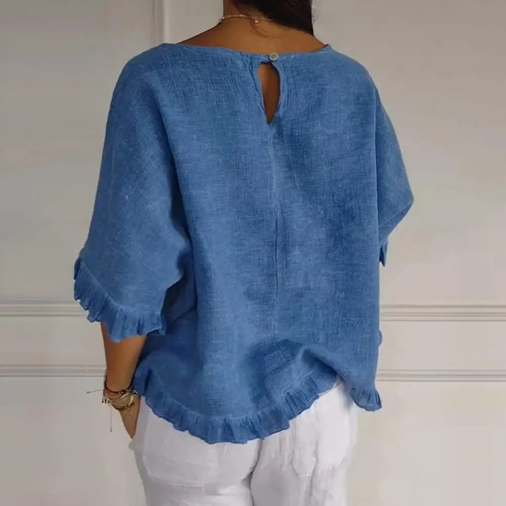 Women’s Ruffle Hem Blouse | Loose Fit