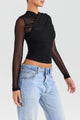 Women’s Sheer Ruched Top | Long Sleeve