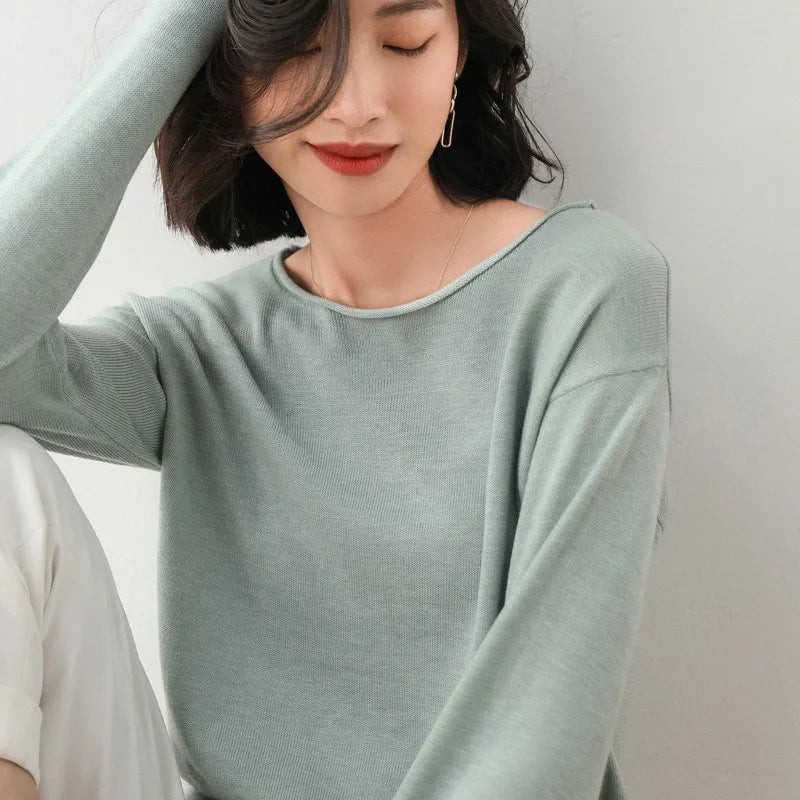 Women’s Solid Knit Sweater | Long Sleeve