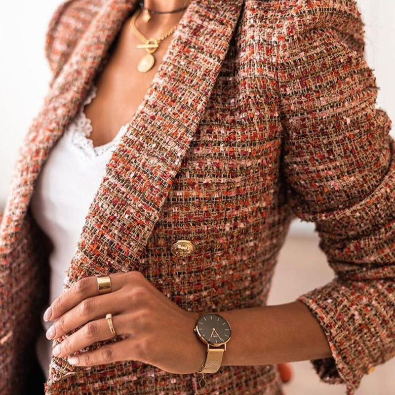 Women’s Plaid Long Blazer | Formal
