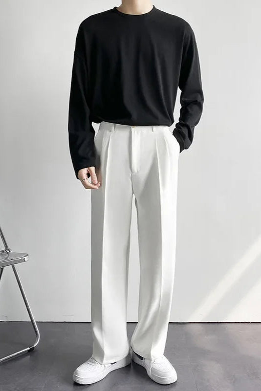 Men’s Wide Leg Trousers | Pleated