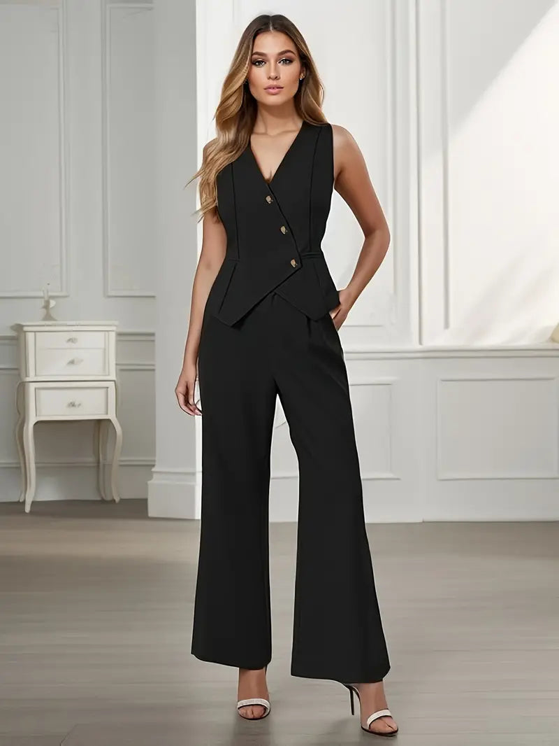 Women’s Sleeveless Two Piece Set | Wide Leg