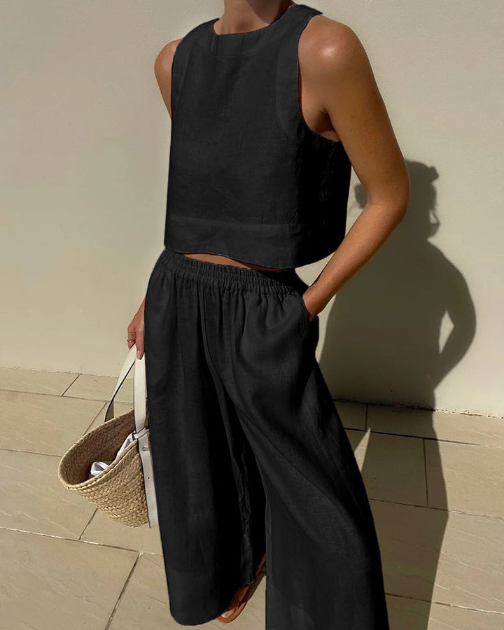 Women’s Sleeveless Two-Piece Set | Wide Leg
