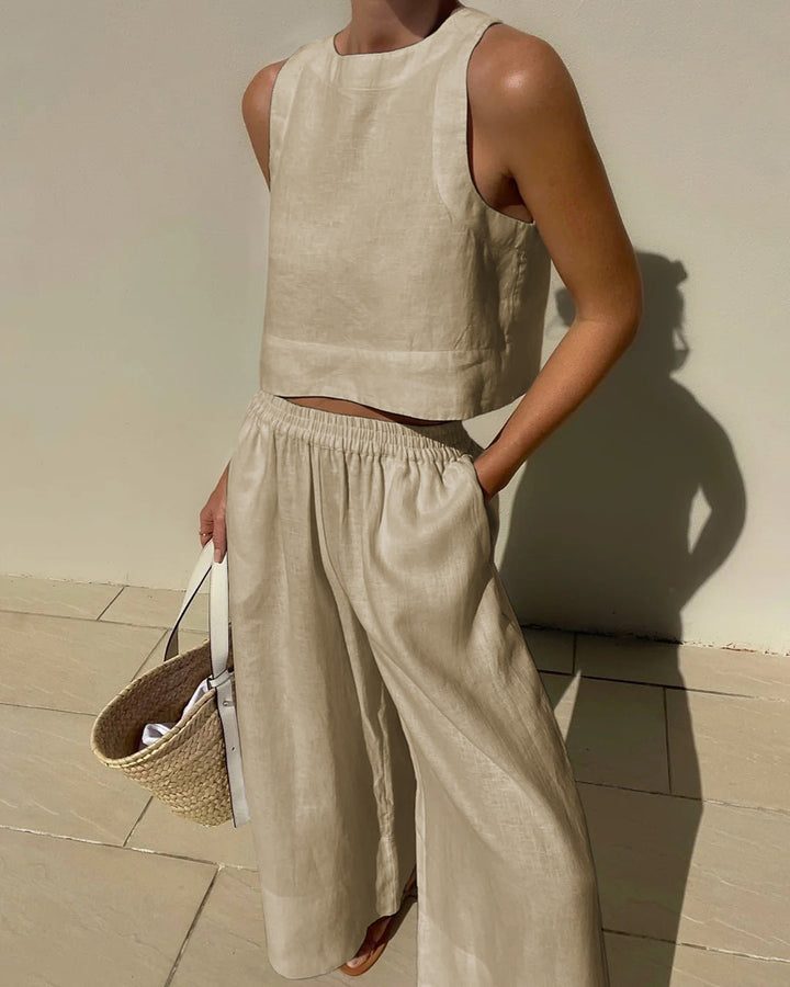 Women’s Sleeveless Two-Piece Set | Wide Leg