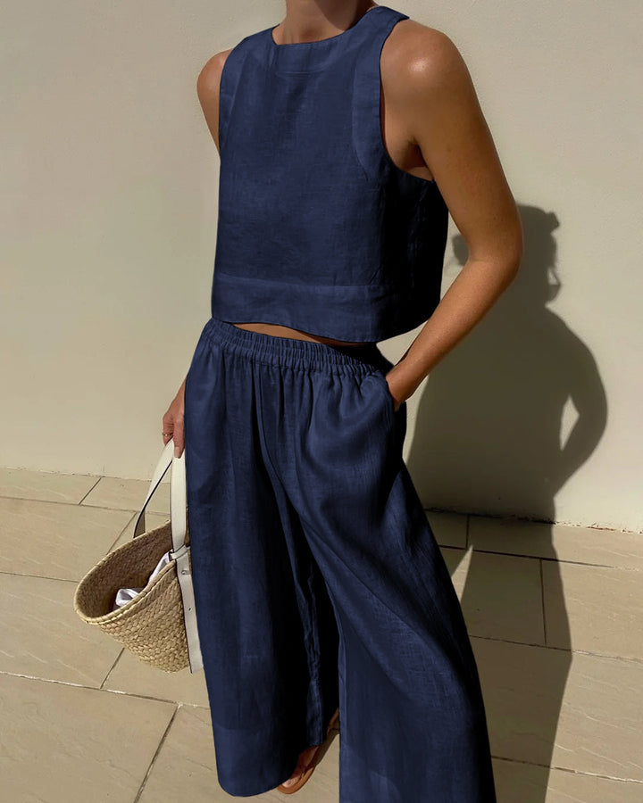 Women’s Sleeveless Two-Piece Set | Wide Leg
