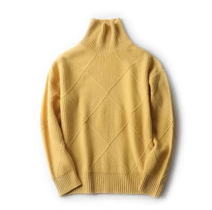 Women’s Diamond Pattern Turtleneck Sweater | Long Sleeve
