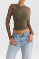 Women’s Sheer Ruched Top | Long Sleeve