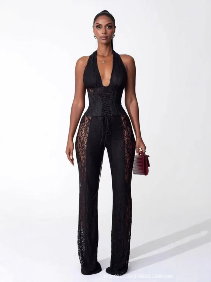 Women’s Halter Lace Jumpsuit | Corset Style