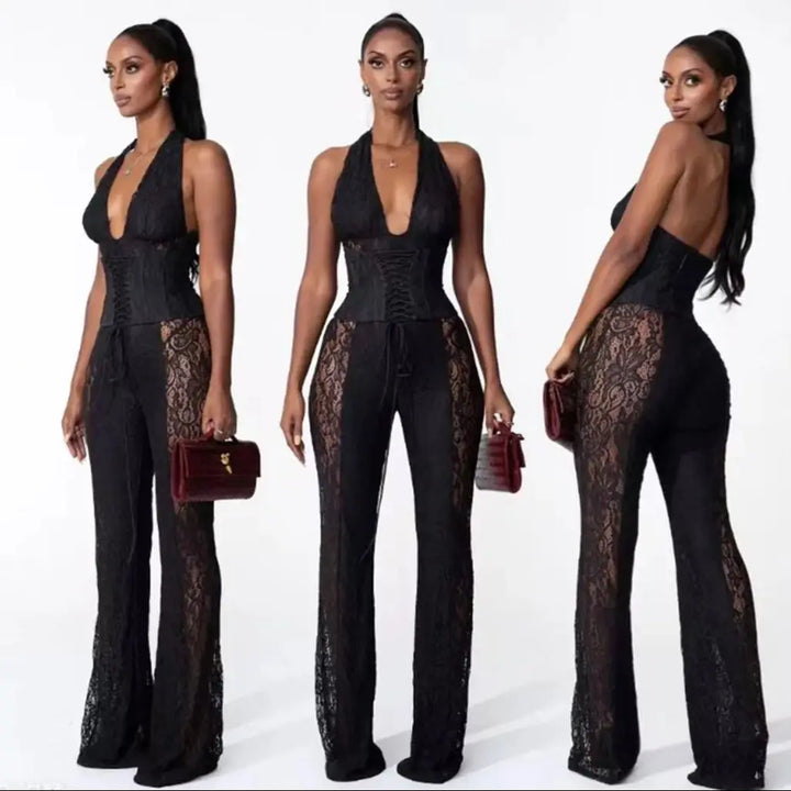 Women’s Halter Lace Jumpsuit | Corset Style