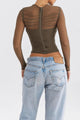 Women’s Sheer Ruched Top | Long Sleeve