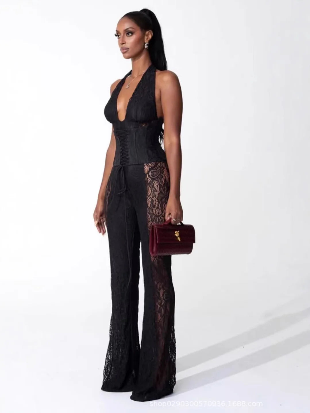 Women’s Halter Lace Jumpsuit | Corset Style