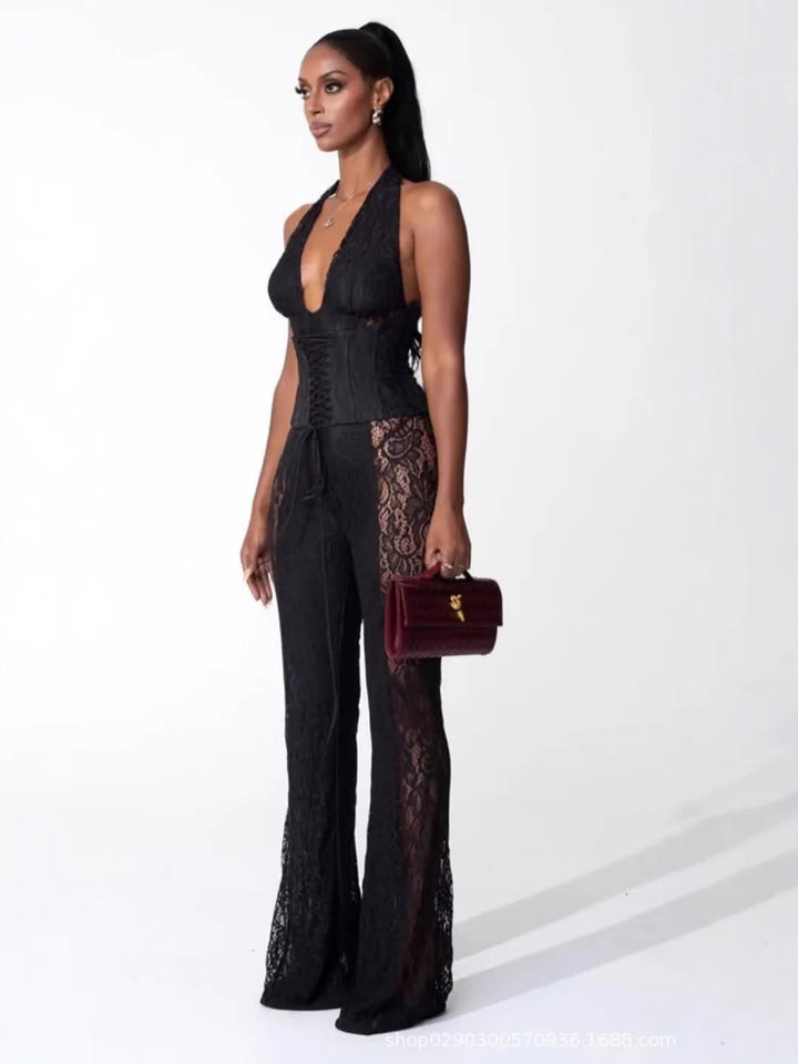 Women’s Halter Lace Jumpsuit | Corset Style