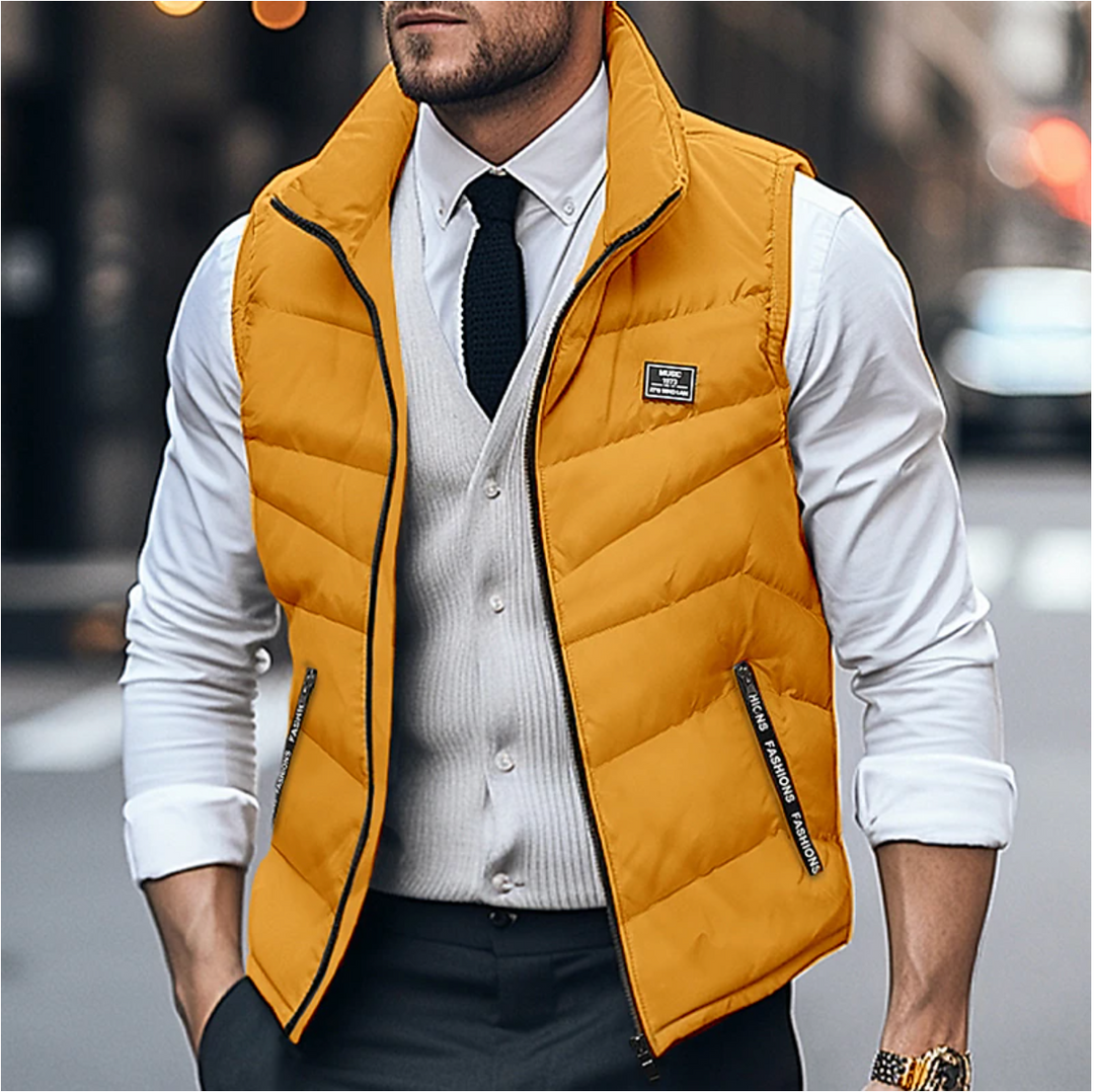 Men’s Zip-Up Vest | Chevron Stitch