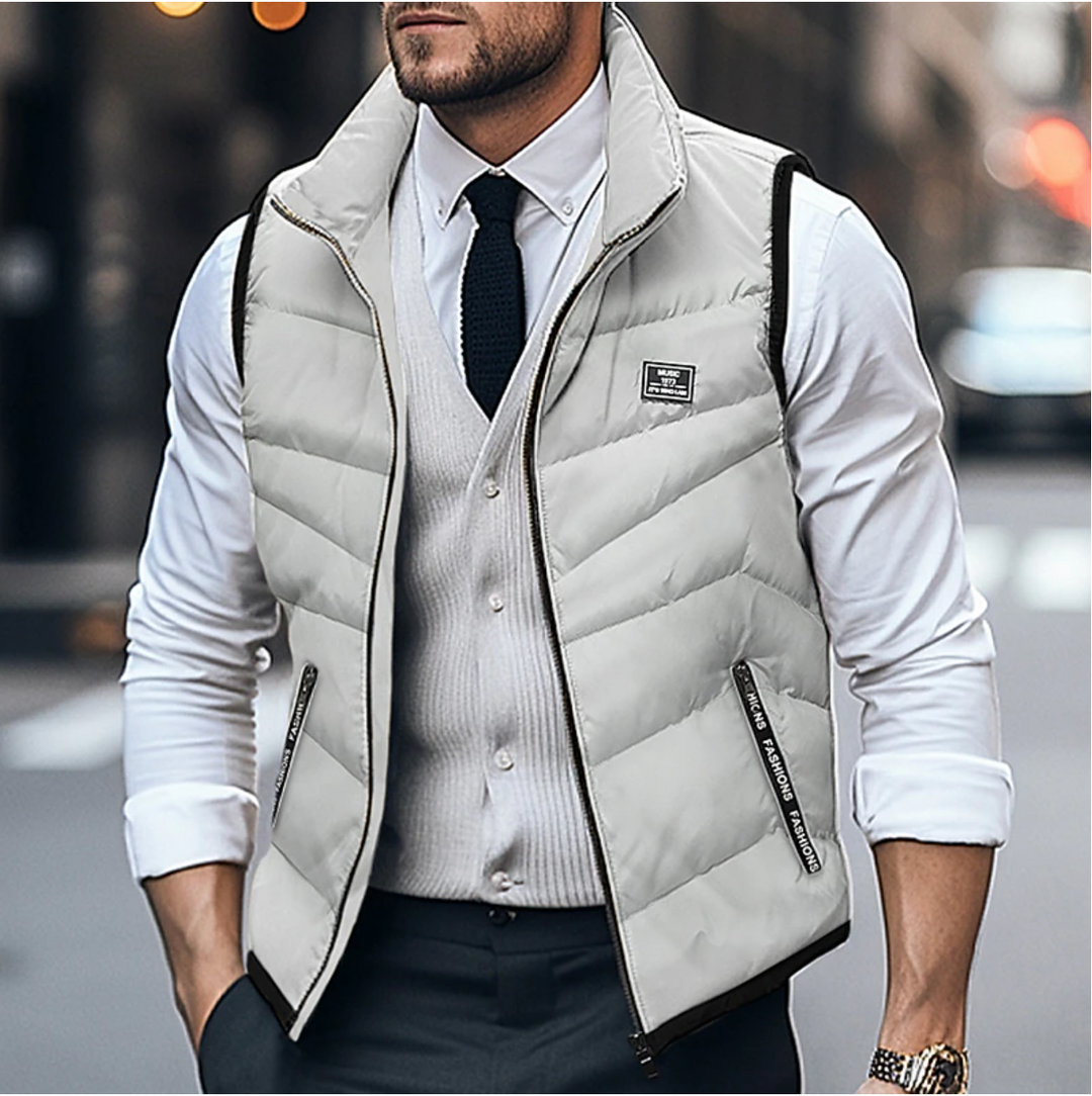 Men’s Zip-Up Vest | Chevron Stitch