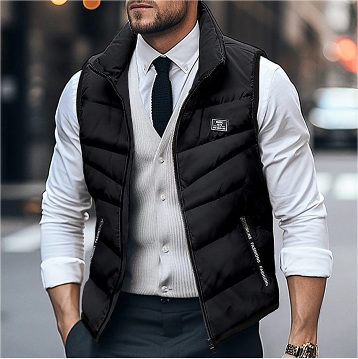 Men’s Zip-Up Vest | Chevron Stitch