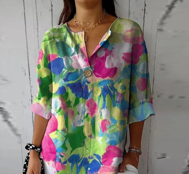Women’s Printed V-Neck Blouse | Casual Fit