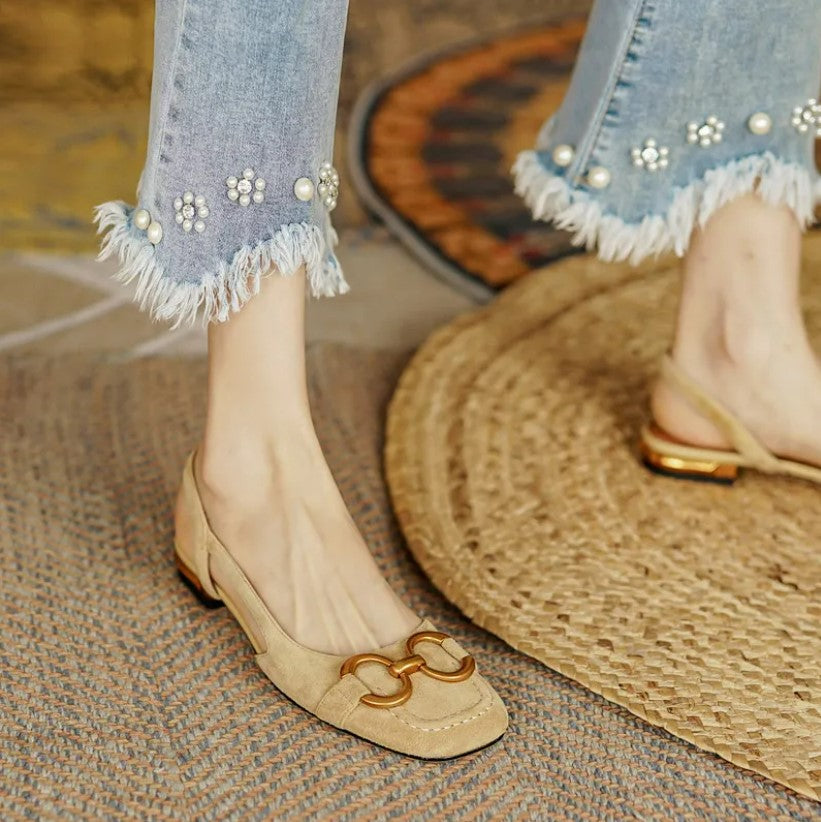 Women’s Slingback Loafers | Gold Buckle