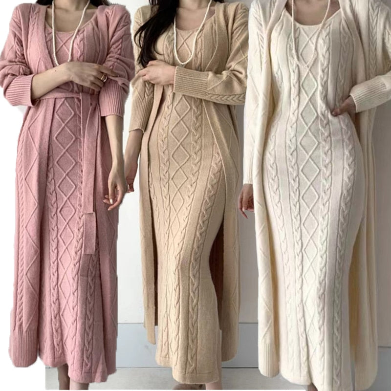 Women’s Maxi Dress Set | Long Sleeve with Cardigan