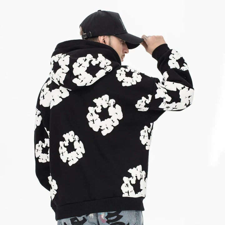 Men Floral Print Hoodie | Oversized Fit