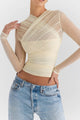 Women’s Sheer Ruched Top | Long Sleeve