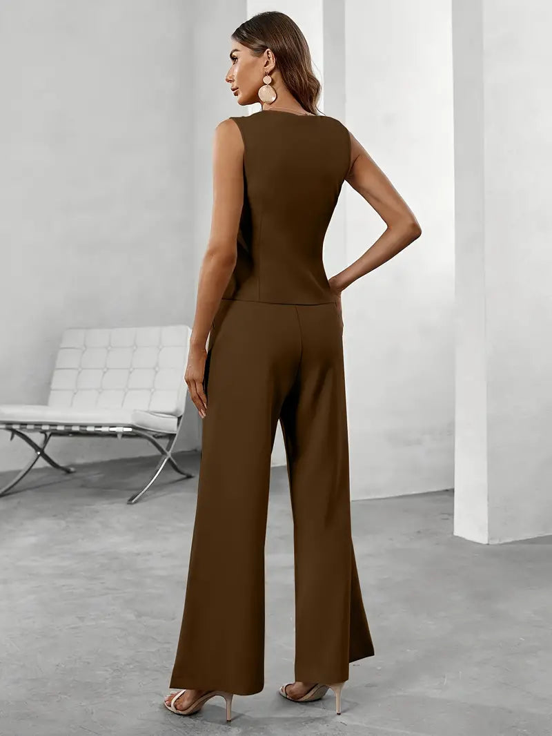 Women’s Sleeveless Two Piece Set | Wide Leg