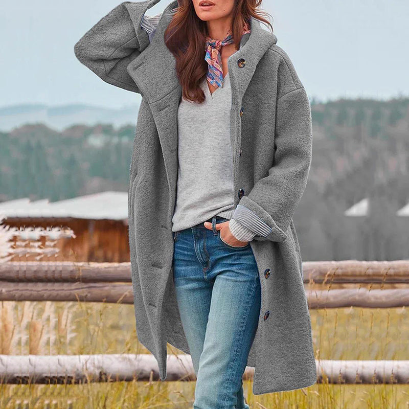 Women’s Button-Up Coat | Casual Long Fit