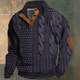 Men’s Cable Knit Half Button Sweater | Elbow Patch