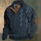 Men’s Cable Knit Half Button Sweater | Elbow Patch