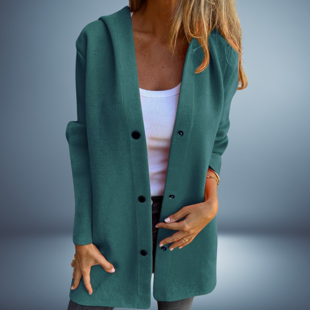 Women’s Hooded Buttoned Coat | Long