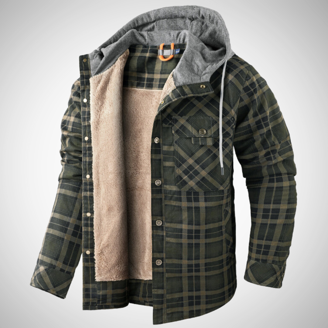 Men’s Hooded Plaid Jacket | Winter
