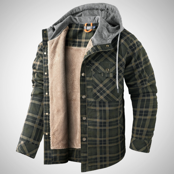 Men’s Hooded Plaid Jacket | Winter