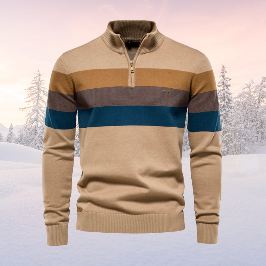 Men’s Striped Sweater | Half Zip