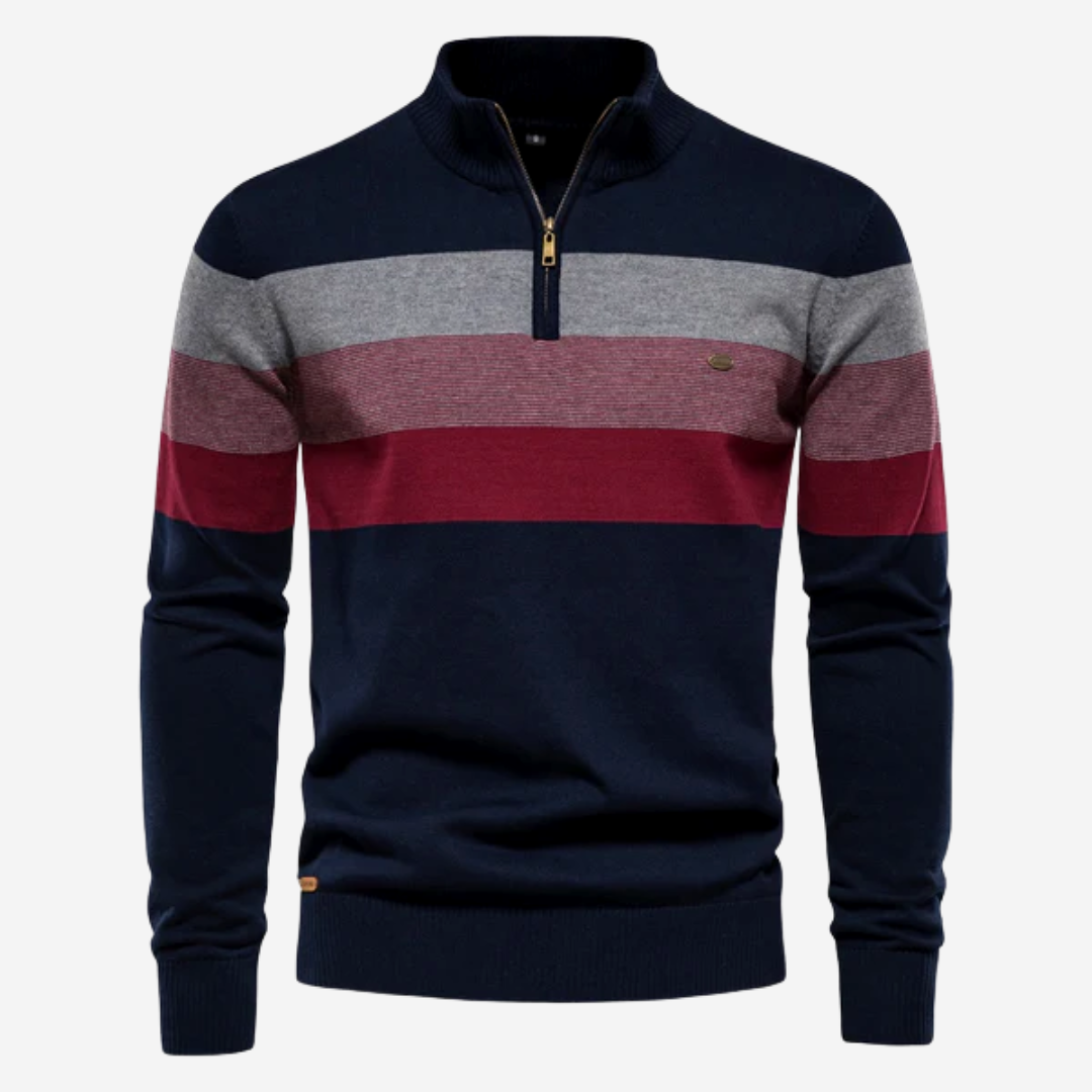 Men’s Striped Sweater | Half Zip