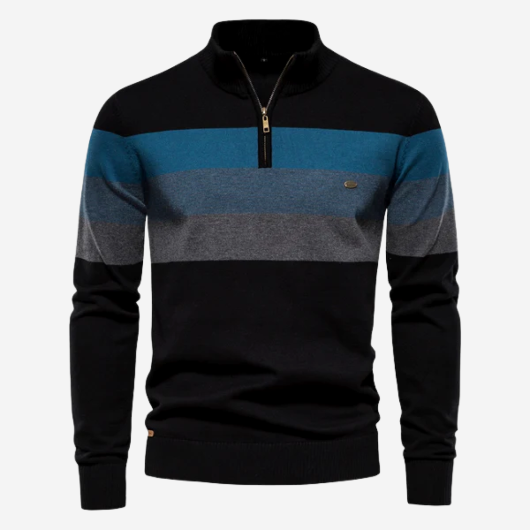Men’s Striped Sweater | Half Zip
