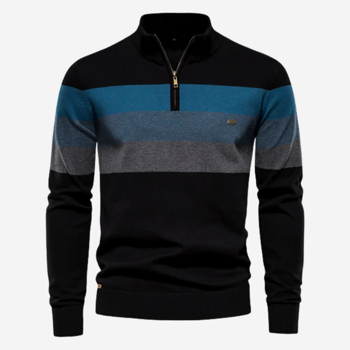 Men’s Striped Sweater | Half Zip