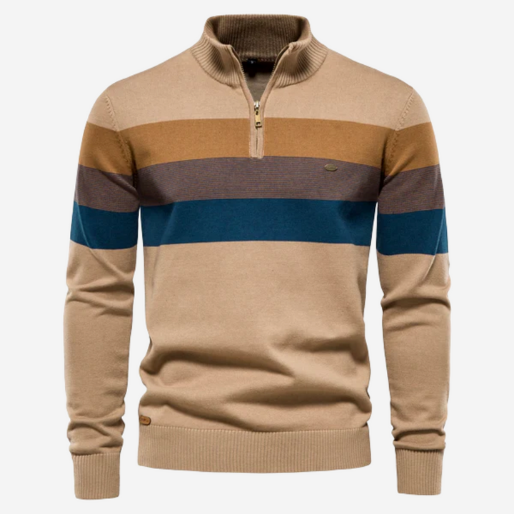 Men’s Striped Sweater | Half Zip