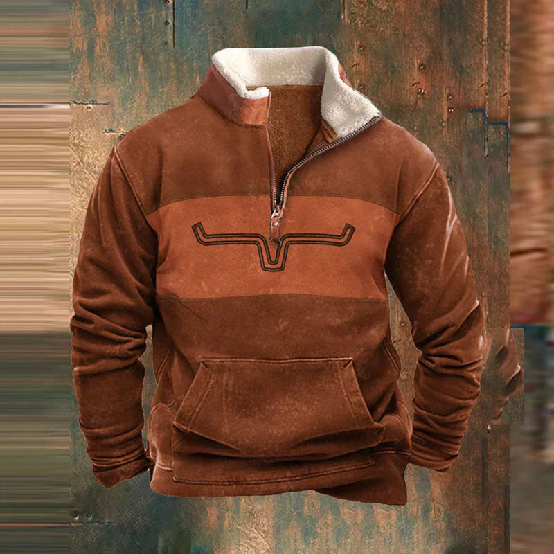 Men’s Western Quarter-Zip Sweatshirt | Printed Sleeves
