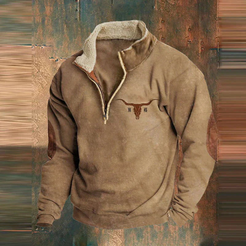 Men’s Western Quarter-Zip Sweatshirt | Printed Sleeves
