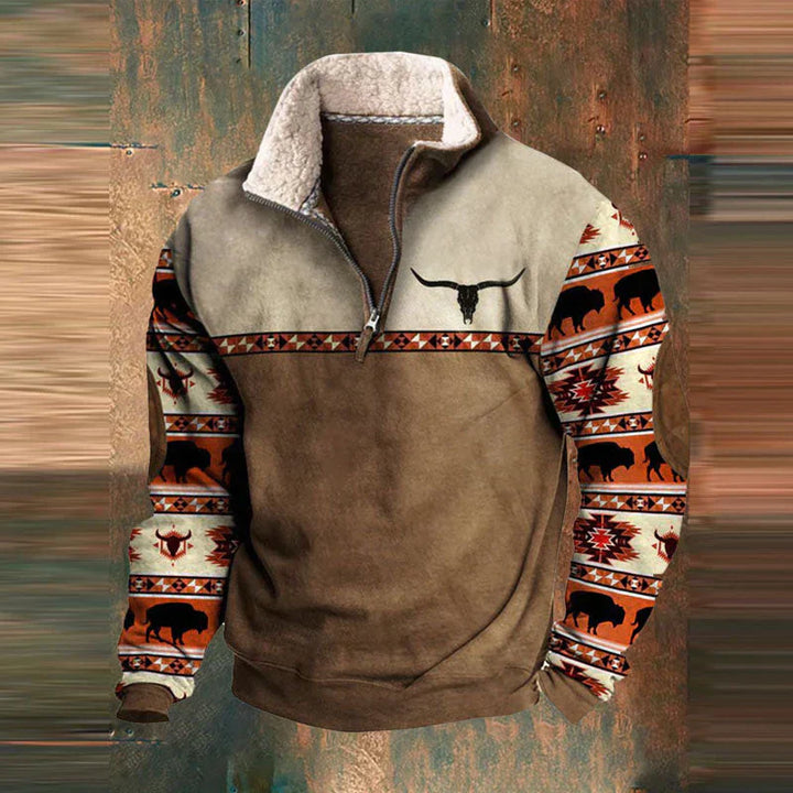 Men’s Western Quarter-Zip Sweatshirt | Printed Sleeves