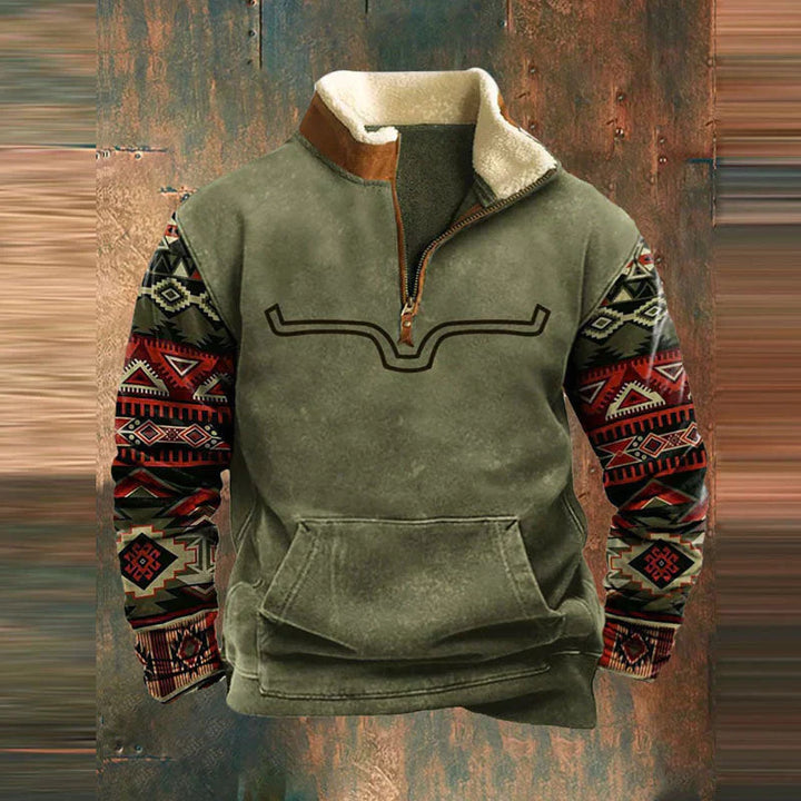 Men’s Western Quarter-Zip Sweatshirt | Printed Sleeves