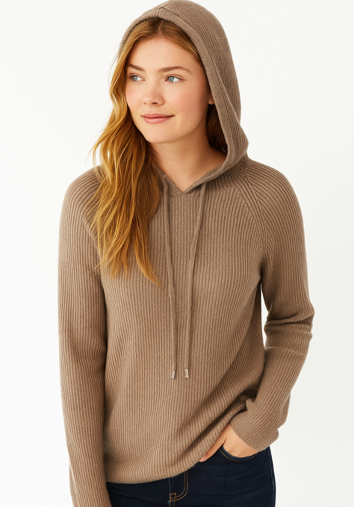 Women’s Ribbed Pullover Hoodie | Relaxed Fit
