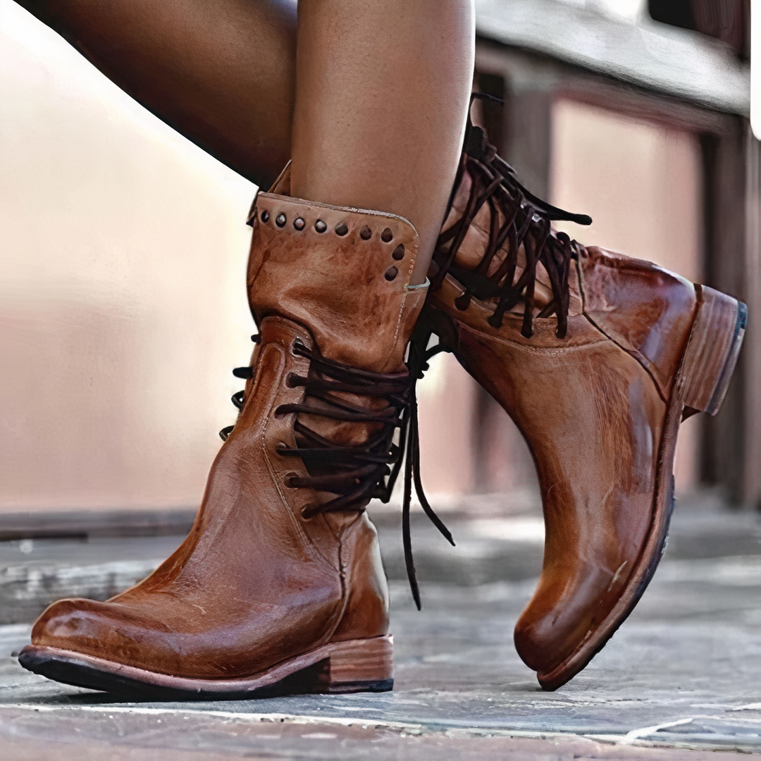 Women’s Lace-Up Ankle Boots | Studded Trim