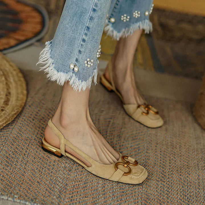 Women’s Slingback Loafers | Gold Buckle