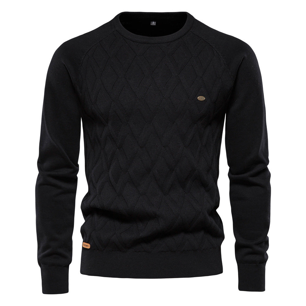 Men’s Diamond Knit Jumper | Crew Neck