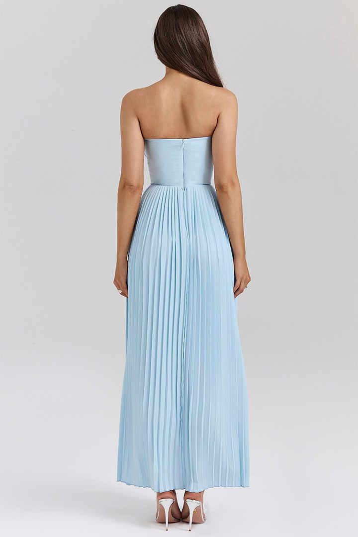 Women’s Strapless Pleated Dress | Maxi
