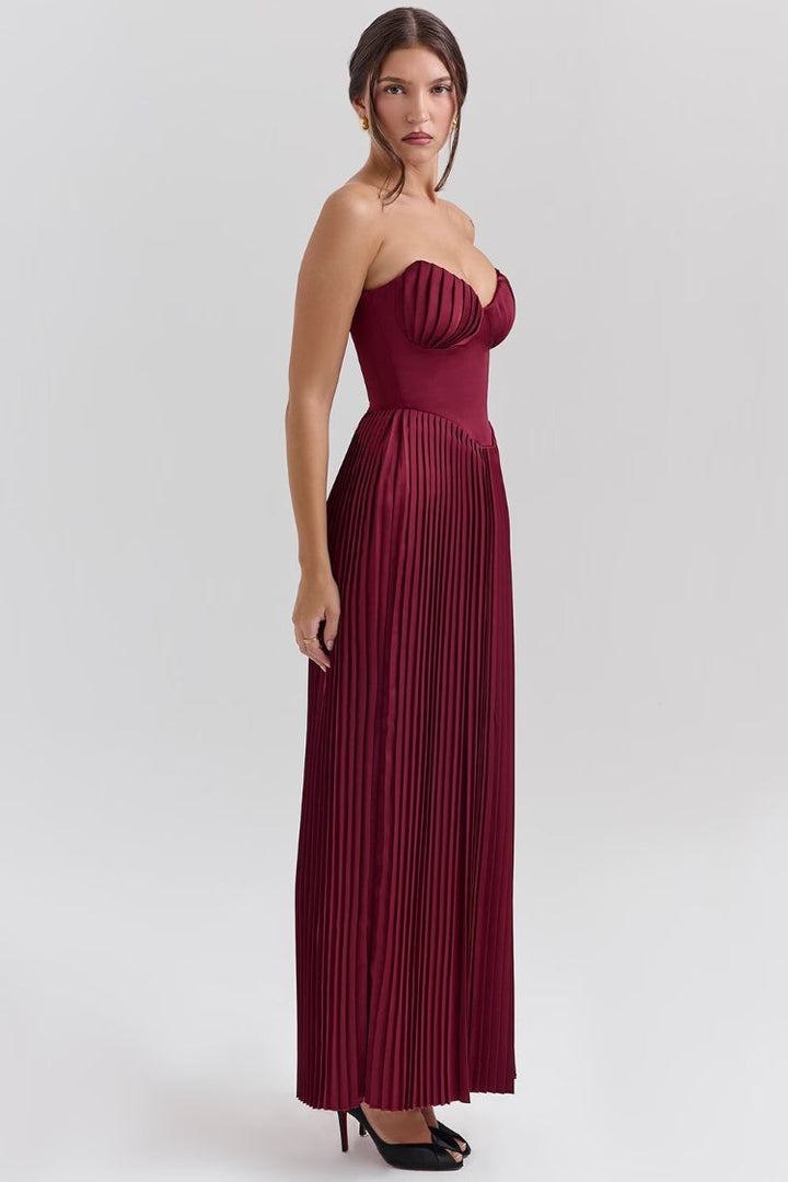 Women’s Strapless Pleated Dress | Maxi