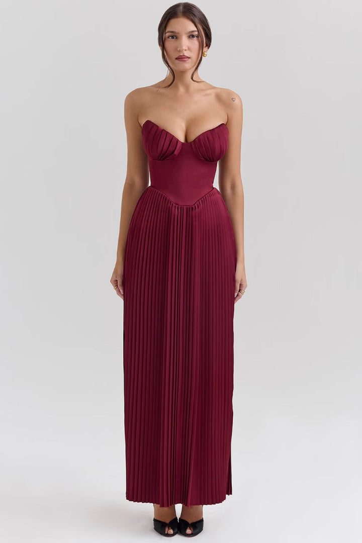Women’s Strapless Pleated Dress | Maxi