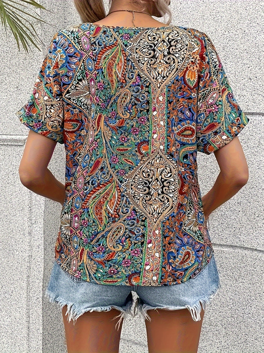 Women’s Boho Floral Blouse | Short Sleeve