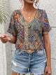 Women’s Boho Floral Blouse | Short Sleeve